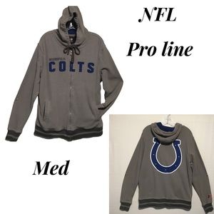 NFL pro line Indianapolis Colts Madcot hoodie ribbed waist gray blue waffle Med